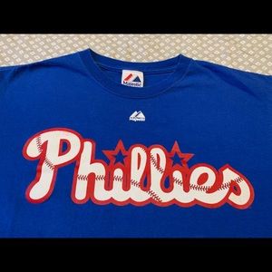 Majestic Philadelphia Phillies Cliff Lee Shirsey MLB Blue T Shirt Size M